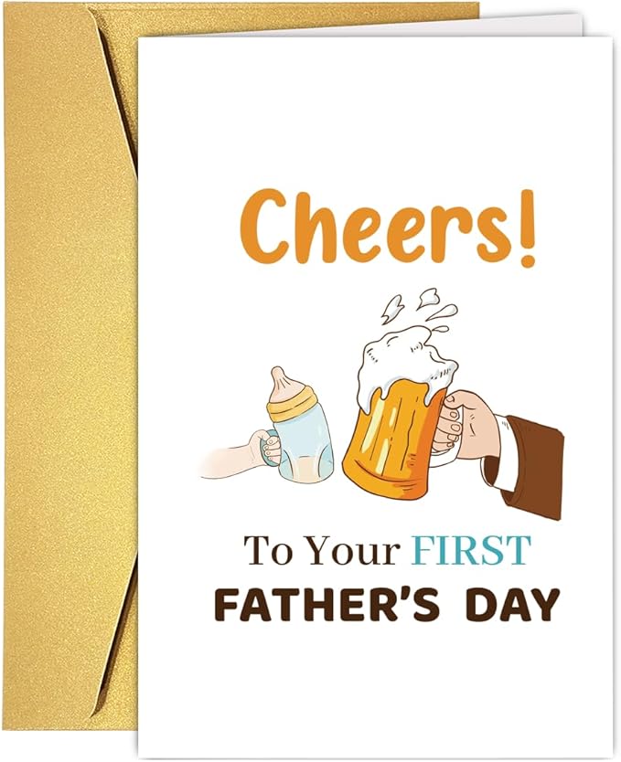 UUEFKTN Funny First fathers Day Cards Gifts for Dad, Cute 1st fathers Day Card Gift for Husband, New Dad Birthday for Husband, Ideal Gift for New Father