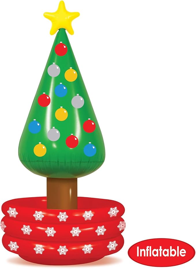 Beistle Inflatable Christmas Tree Coolers, 3 Pack, 4’ 8” x 26”, Each Holds Approx. 24 12 oz. Cans - Drink Cooler, Drink Containers for Parties, Christmas Inflatable, Holiday Decorations