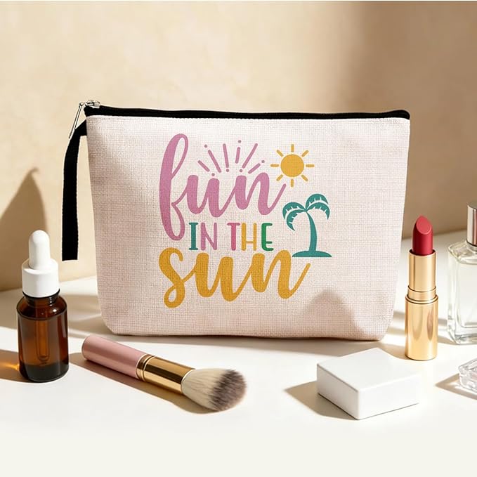Beach Essentials Gifts Sunscreen Bag Beach Accessories Cruise Gifts for Women Girls Makeup Bag Summer Bags Ocean Cosmetic Bag Ocean Themed Gifts Summer Lovers Gift