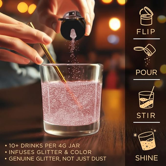 Brew Glitter Edible Glitter for Drinks, Cocktails, Beer, Garnish & Beverages (Rose Gold, 4 Grams)