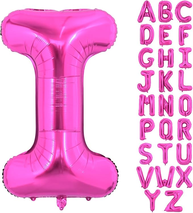40 Inch Large Hot Pink Letter I Balloons Alphabet I Letter Balloons Foil Mylar Letter A Balloons for Birthday Party Anniversary New Year Graduation Wedding