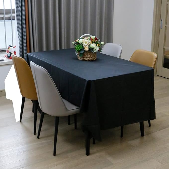 3 Pack Black Disposable Tablecloth, 54" x 108" Plastic Table Covers, Decorative Rectangle Tablecloth for Parties, Events, Wedding, Inddors & Outdoors
