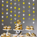 Gold Silver Shining Star Hanging Garland Gold and Silver Hanging Sparkling Star Streamer Glitter Bunting Banner Twinkle Backdrop for Wedding Baby Shower Birthday Christmas Decorations 40 Feet
