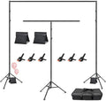 Hemmotop Photo Backdrop Stand 10x8.5ft(WxH), Heavy Duty Background Stand with 2 Sandbags, 2-in-1 T-Shape Photography Backdrop Stands for Party, Photo Booth, Balloon, Projector Screen, Wedding