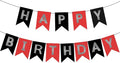 Red Silver Black Happy Birthday Banner Sign Happy Birthday Bunting Banner Garland for Kids Girl Woman Birthday Tea Party Decorations Bunting Flag Birthday Party Supplies