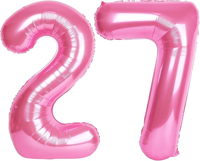 Pink Number 27 72 Birthday Balloon 40 Inch, 27 72 Party Celebration Decorations Supplies, Mylar Foil Numbers Balloons for 27 72 Wedding Anniversary