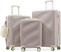 Hardside Luggage Sets, Lightweight Wave Suitcase with Spinner Wheels, Purple Wavy Lines
