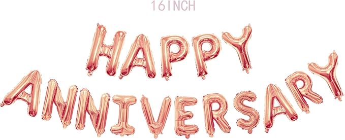 Anniversary Balloons Happy Anniversary Balloon Combination Happy Party Decoration Wedding Decoration (Rose gold suit)