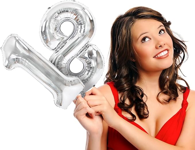TONIFUL Balloons 16 Inch Silver 0-9 Number Mylar Foil Balloons 10 Pcs Silver Custom Digital Balloons for 2026 New Year Eve Birthday Party Engagement Graduations Anniversary Baby Shower
