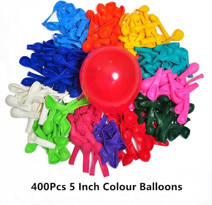 400 Pack Rainbow Balloons - 5 Inch Assorted Colors Mini Latex Helium Balloons Bulk (12 Kinds)