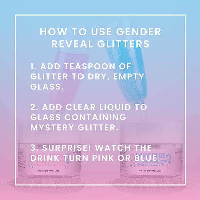 Brew Glitter Baby Blue Gender Reveal Color Changing Edible Drink Glitter (4g, 1x Jar) for Clear Cocktails, Mocktails and other Beverages!