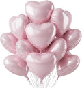 TONIFUL 30Pcs 18 Inch Baby Pink Heart Balloons Pastel Pink Heart Shape Foil Mylar Balloons Decoration for Birthday Valentine's Day Wedding Bridal Shower Anniversary Engagement Party Supplies