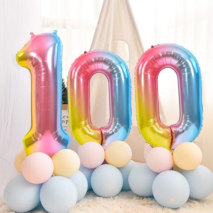 TONIFUL 40 Inch Rainbow Large Numbers Balloons 0-9, Number 5 Digital 5 Helium Balloons, Foil Mylar Big Number Balloons for Birthday Party Anniversary Supplies Decorations