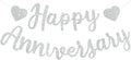 BEISHIDA Silver Happy Anniversary Banner, Pre-Strung - Glitter Happy Anniversary Banner，NO DIY - Silver Glitter Garland Sign for Wedding Party Decorations & Decor