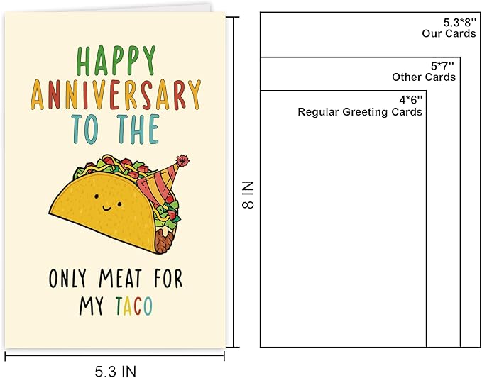 Cute Anniversary Card&Gift for Husband Boyfriend Fiance Men Him, Funny Wedding Anniversary Card from Wife Girlfriend Fiancee, Cool Taco Aday Gift for Partner Spouse