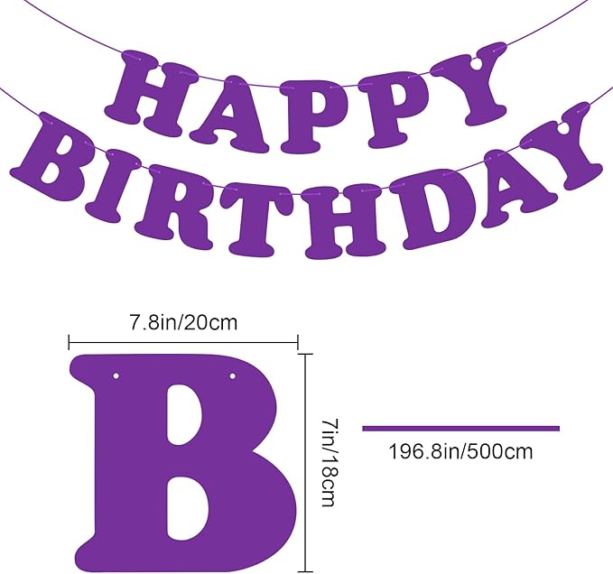 Purple Happy Birthday Banner Sign Birthday Backdrop Party Supplies for Kids Boys Girls Birthday Party Decorations