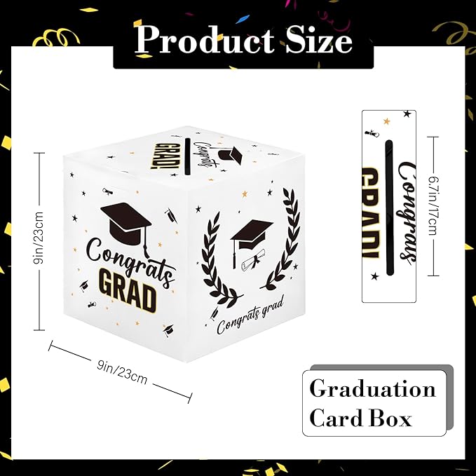 Graduation Card Box, 2026 Graduation Party Decorations, Card Boxes for Graduation 2026, Graduation Box Holder, Grad Box for Gift and Cards, Card Box for Graduation Party Supplies Party Favors, White