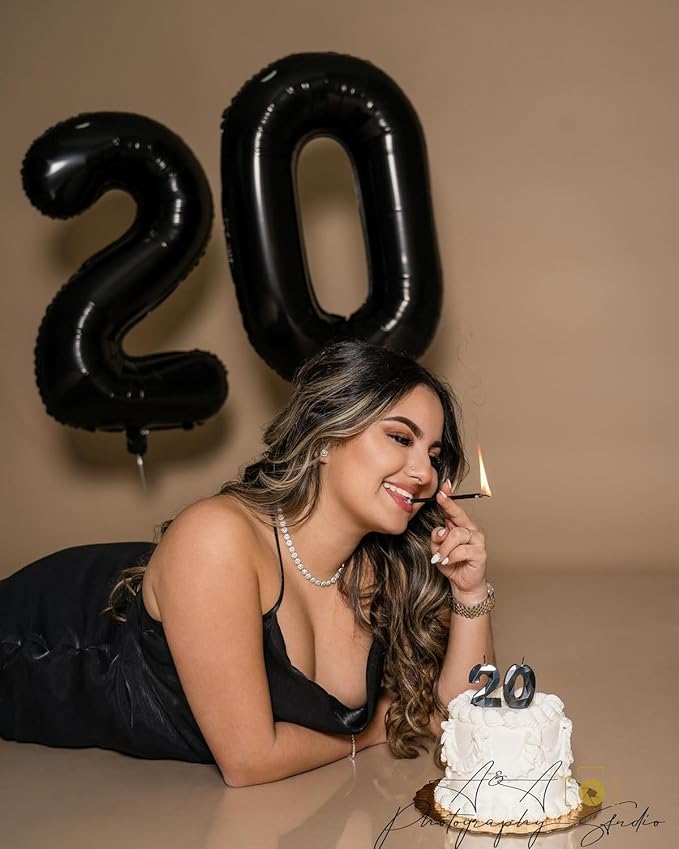 Number 40 Balloons, 40 Inch Black 40th Birthday Decoration for Women & Men, Large Foil Party Decorations for Engagement Celebration Memorial Day's Supplies