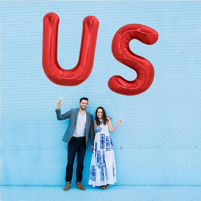TONIFUL 40 Inch Large Bright Red Letter Balloons A-Z, Giant Jumbo Helium Foil Mylar Big Letter U Balloons for Birthday Party Anniversary Wedding Decorations