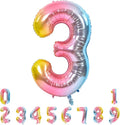 TONIFUL 40 Inch Rainbow Large Numbers Balloons 0-9, Number 3 Digital 3 Helium Balloons, Foil Mylar Big Number Balloons for Birthday Party Anniversary Supplies Decorations