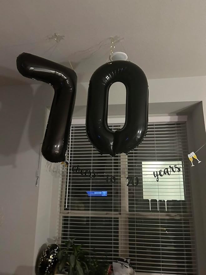 Smlpuame 40 inch Number Balloon 0-9 Black Large Number 70 Balloons,Digital Balloons for Birthday Party Celebration Decorations Supplies, Helium Foil Number Balloons for Wedding Anniversary