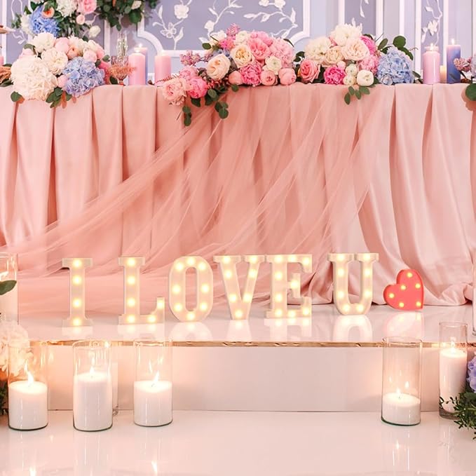 Marquee Lights, 26 Letter LED White Plastic Alphabet Letters for Valentines Day, Party (U)