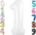 Number Balloons 1, 40 Inch One Balloons for 1st Birthday Girl Boy 1 11 21 Party Decorations Baby Shower Photo Shoot, White 1 Balloon