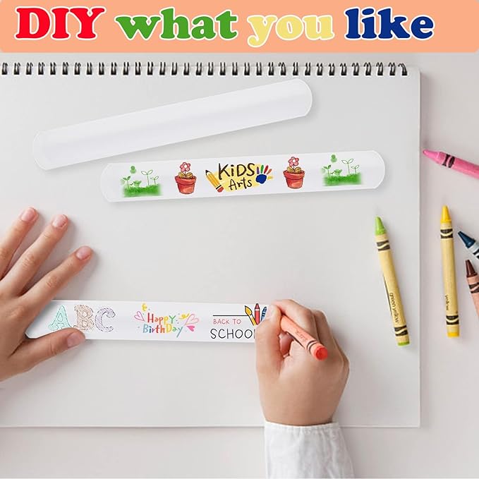 36 PCS Slap Bracelets - DIY Color Your Own Slap Bands for Birthday, Halloween, Thanksgiving, Christmas Party