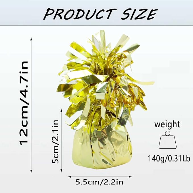 Aluminum Foil Balloon Weights for Parties (24 pcs) - 0.31lb (140g) Each - Premium Balloon Anchors for Birthday, Wedding, Dinner, Indoor & Outdoor Decorations(Light Gold 24pcs)