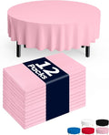 Pureegg Plastic Table Cloth Disposable 12 Pack, 84'' Round Table Cloths, Easter Party, Valentines, Mothers Day Decorations, Tablecloths, Round, Pastel Plastic Cover, Leakproof & Sturdy, Pink