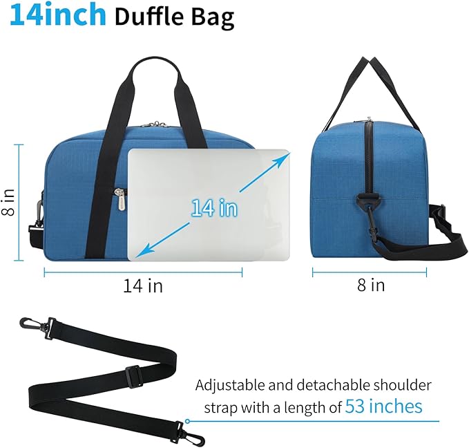 Apenze Small Gym Bag 14 inch lightweight Carry On Mini Duffel Bag for Travel Sport - Blue