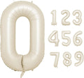 40 Inch Cream Number 0 Balloon, Beige Large 0-9 Birthday Balloons, Digital 0 Cream White Giant 0 Foil Balloon for Numbers 0/10/20/30/40/50/60/70/80/100 Year Old Birthday Anniversary Party Decorations