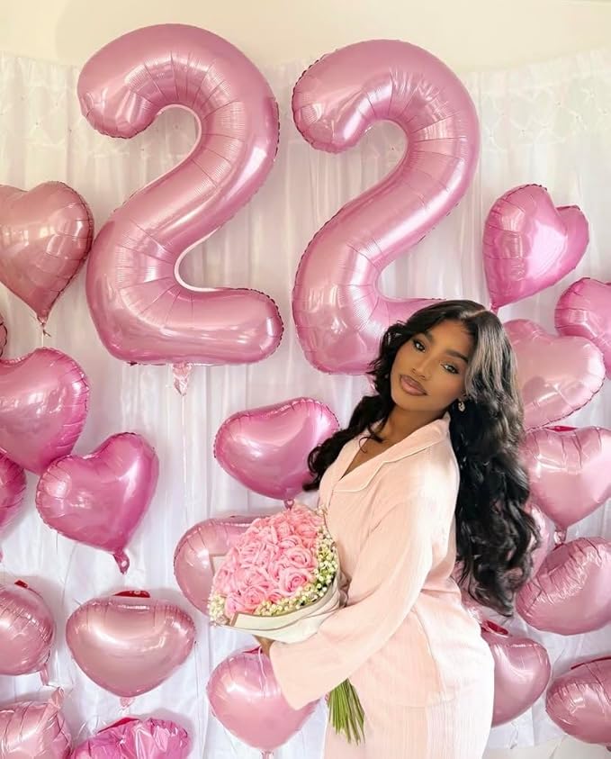 4 Balloon 40 Inch Large Pearl Pink Balloons for 40 Birthday Party Decoration, Number 4 Ballon for 4, 14, 24, 40 Celebration, Birthday, Christmas, Anniversary Decor