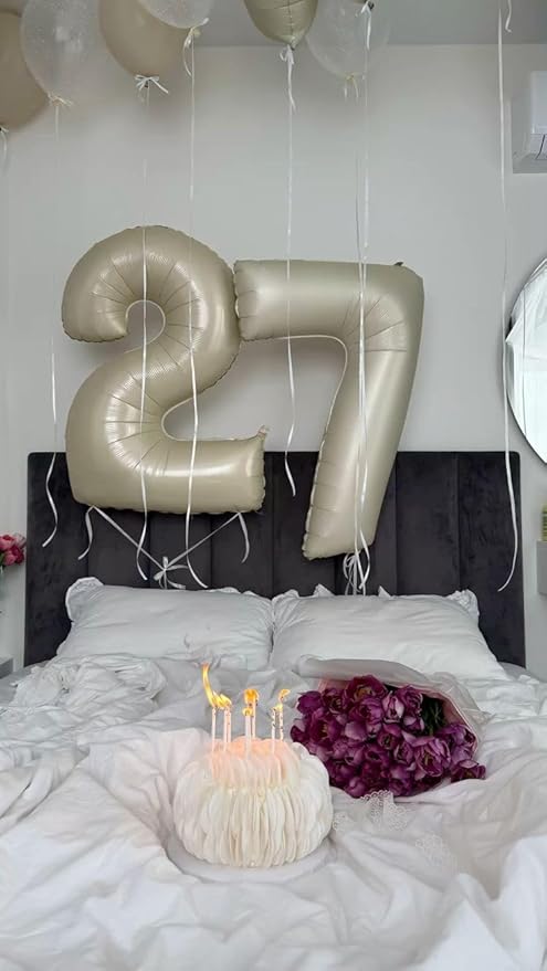 40 Inch Number Balloons, Balloons for Woman Man 15th Birthday Decoration, Cream Foil Number 15 Ballon for 15, 51 Wedding, Anniversary, Bridal Shower, Graduation, Valentine's Day