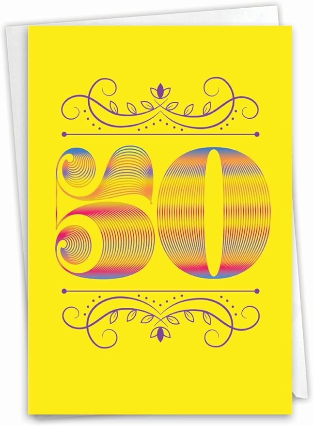 NobleWorks - 50th Funny Card for Birthday - Milestone Bday of 50 Years, Celebrate and Congrats Notecard with Envelope - Fab Figures 50 C9458CMBG