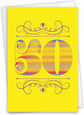 NobleWorks - 50th Funny Card for Birthday - Milestone Bday of 50 Years, Celebrate and Congrats Notecard with Envelope - Fab Figures 50 C9458CMBG