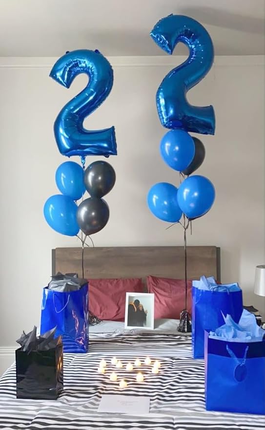 Balloon Numbers 40 Inch Foil 4 Balloons for Birthday Party Decoration, Blue Number 4 Ballon for 4, 14, 24, 40 Celebration, Birthday, Christmas, Anniversary Decor