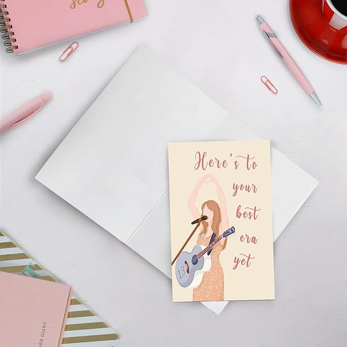 SuperShunhu Funny Birthday Card for Men Woman, Cute Birthday Card for Daughter Son, Music Birthday Card, Here's To Your Best Era Yet