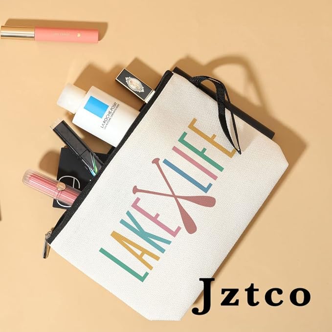 Jztco Unique Lake House Decor Lake Gift Ideas Lake Gifts for Women Housewarming Gifts for Lake Lovers Boat Gifts for Boaters Boat Accessories Gifts Fishing Gifts Lake Decor Girls Trip Makeup Bag