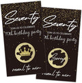 REWIDPARTY Black Gold Seventy Birthday Scratch Off Cards（32 PCS） 70th Birthday Party Game Scratch Cards Cheers to 70 Years Party Supplies Activity for Black Gold Birthday Raffle Tickets Kids Adults