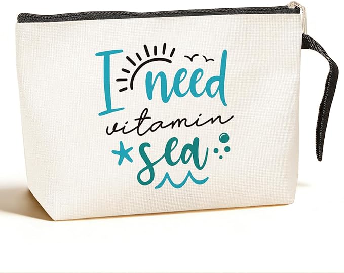 Jztco Inspirational Beach Lover Gifts Makeup Bag Women Beach Accessories for Women Sunscreen Bags for Cute Funny Birthday Gifts for Girls Sister