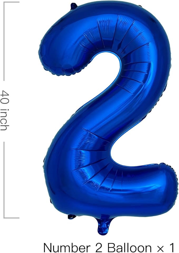 Navy Blue Number 2 Balloons 40 Inch Large Dark Blue Helium Foil Balloons for Birthday Party 2024 Graduation Decorations Anniversary Celebrations (Number 2)