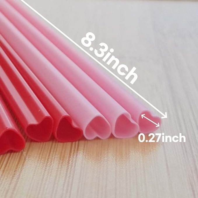 200pcs Heart Shaped Red Straws Disposable Drinking Cute Straw Individually Wrapped plastic red straw Valentines day Cocktail Party Birthday Party Bridal Shower Wedding supplies