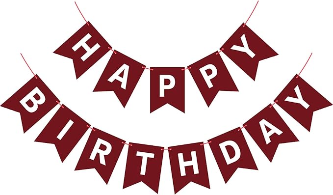 Hooqict Burgundy Happy Birthday Banner Sign for Backdrop Burgundy Birthday Party Decorations for Kids Girls Women Party Banner Wall Porch Door Hanging Garland
