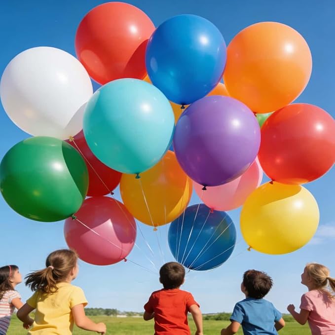 50 Pack Rainbow Balloons 24 Inch Multicolor Latex Big Balloon Bulk for Wedding Birthday Baby Shower Party Decorations