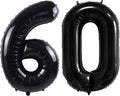 40 Inch Number Balloons 60 Black Big Giant Jumbo Number Foil Mylar Balloons for 60th Birthday Party Supplies Anniversary Events Decorations (black-60)