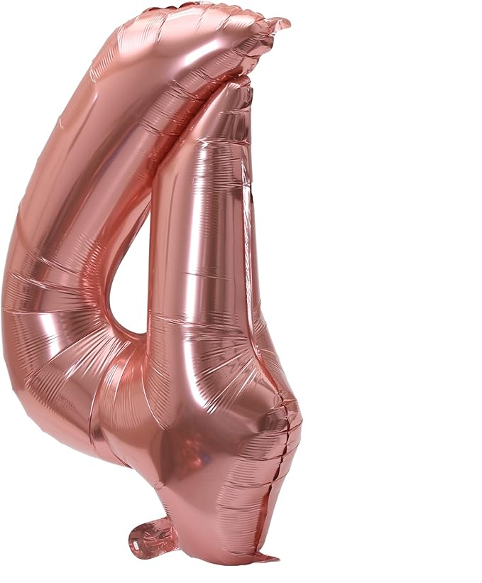 YPSelected 32 Inch Large Foil Helium Number Balloon Birthday Wedding Party 0-9 (Rose Gold, 4)
