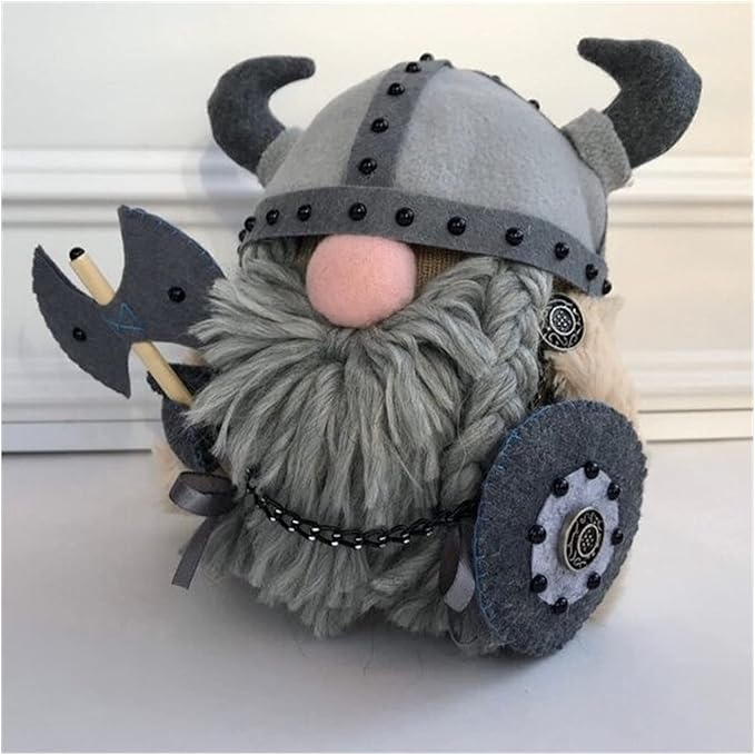 Halloween Special - Viking Warrior Gnome Doll, Fall Farmhouse Gnome Plush Decor Indoor, Nordic Gnomes Decorations for Home, Handcrafed Cute Scandinavian Style Gnomes for Kitchen Table Ornaments (B)
