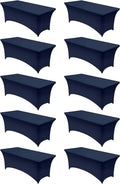 Utopia Kitchen Spandex Tablecloth 10 Pack [6FT, Navy Blue] Tight, Fitted, Washable and Wrinkle Resistant Stretch Table Cloth Rectangle Cover for Trade Show, Weddings & Parties [72Lx30Wx30H Inch]