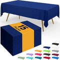 Smiry Disposable Table Cloth - 15 Pack, 54 x 108 Inch Waterproof Rectangle Tablecloths for Parties, Decorative Plastic Table Cover, Leakproof & Sturdy, Navy